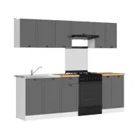 Conjunto de cocina Junona Line 240 cm grafito con encimera