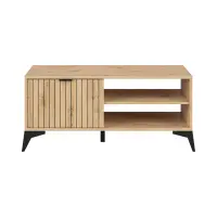 Mesa de centro Lamea 110 cm con cajón y estantes roble artisan