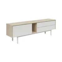 Mueble RTV Ema 180 cm con puertas y 2 cajones nogal jackson hickory/gris claro