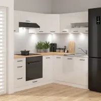 Conjunto de cocina de esquina Junona Line 180x200 tiza brillo sin encimera