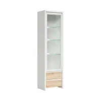 Vitrina Kaspian 56 cm con puerta y 2 cajones blanco/roble sonoma