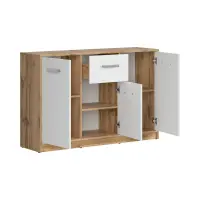 Cómoda Matos 119 cm con 3 puertas y un cajón roble wotan/blanco