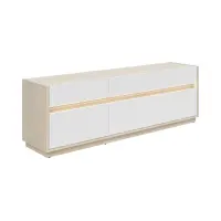 Mueble RTV Kim con 3 cajones y puertas roble riva claro/blanco