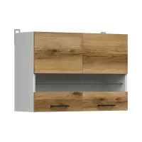 Armario de cocina superior Junona Line 80 cm de dos puertas con vitrina roble delano claro