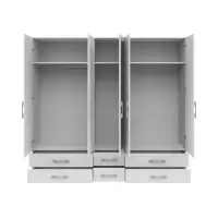 Шкаф пятидверный Herford 226 см с зеркалом и 6 ящиками белый