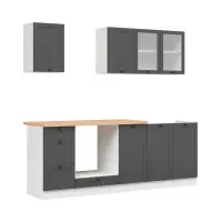 Conjunto de cocina Junona Line 220 cm grafito con encimera