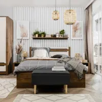 Cama Ruso 140x200 con contenedor y somier roble april