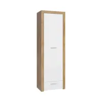 Estantería Balder 62 cm con puertas y cajón roble riviera/blanco brillo