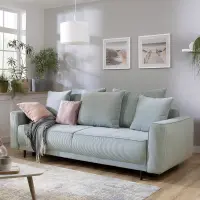 Sofá de tres plazas Larisa 2 convertible con arcón de chenilla menta