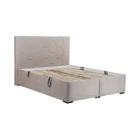 Cama tapizada Bora 160x200 con contenedores y somieres taupe