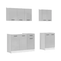 Conjunto de cocina Junona Line A 180 cm gris claro brillo sin encimera