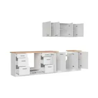 Кухонний гарнітур Junona Line 300 см крейдовий глянець зі стільницею