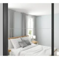 Armario de puertas correderas Tetrix 183 cm con espejo blanco brillo