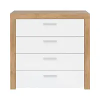 Cómoda Balder 90 cm con 4 cajones roble riviera/blanco brillo