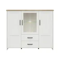 Vitrina Loksa 160 cm con 3 puertas pino andersen blanco