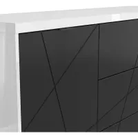 Cómoda Forn 156 cm con puertas y 3 cajones blanco brillo/negro mate