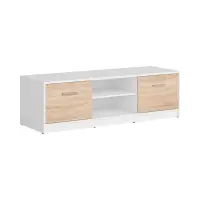 Mueble RTV Nepo Plus 138 cm con 2 puertas y estante blanco/roble sonoma