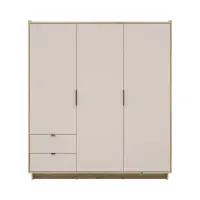 Armario de tres puertas Dalva 180 cm con 2 cajones roble mauvella/cachemira