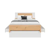 Кровать Saturn 140x200 с 3 ящиками дуб артизан/белый