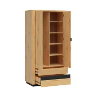 Armario de dos puertas Ostia 100 cm con cajones roble artisan/roble negro