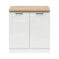 Mueble bajo de cocina Junona Line 80 cm brillo tiza con encimera