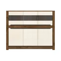 Vitrina Ruso 149 cm con 6 puertas roble april/brillo perlado