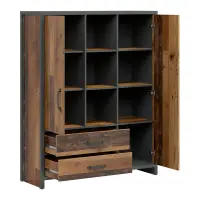 Estantería Weston 120 cm con 2 puertas 2 cajones y 3 estantes pino old style