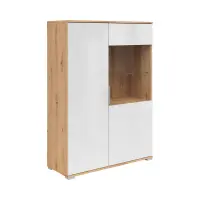 Vitrina Zele 90 cm de 2 puertas roble artisan/blanco brillo