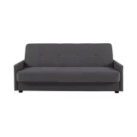 Sofá cama de tres plazas Maro con arcón, tejido trenzado gris oscuro