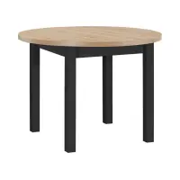 Mesa extensible redonda Balard 100-180/100 roble artisan/negro