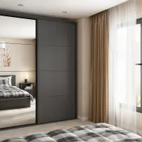 Armario de puertas correderas Flex 200 cm con espejo grafito