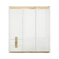Armario de tres puertas Alameda 180 cm con cajones blanco brillo/roble westminster