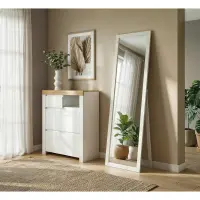 Zapatero Holten 92 cm blanco brillo/roble wotan