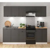 Кухонный гарнитур Junona Line 230 см графит без столешницы