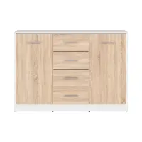 Cómoda Nepo Plus 119 cm con 2 puertas y 4 cajones blanco/roble sonoma