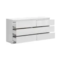 Cómoda Tetrix 150 cm con 6 cajones blanco brillo