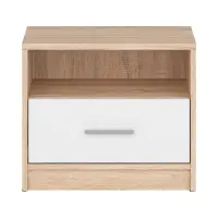 Mesita de noche Nepo Plus 49 cm con cajón roble sonoma/blanco
