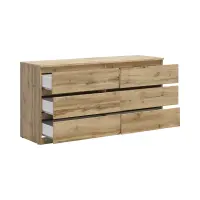 Komoda Tetrix 150 cm z 6 szufladami dąb wotan