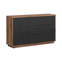 Cómoda Forn 156 cm con puertas y 3 cajones roble delano oscuro/negro mate