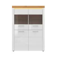 Vitrina Horton 119 cm con 4 puertas blanco brillo