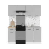 Conjunto de cocina Junona Line 170 cm gris claro brillo con encimera