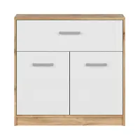 Cómoda Matos 80 cm con 2 puertas y un cajón roble wotan/blanco