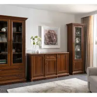 Vitrina Kent con 2 puertas y 2 cajones castaño