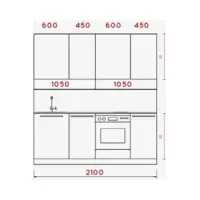 Conjunto de cocina Milino Small 210 cm verde con encimera