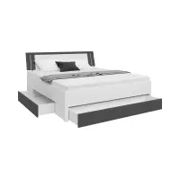 Ліжко Saturn 180x200 з 3 шухлядами білий/графіт