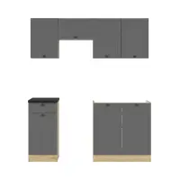 Conjunto de cocina Junona Line 170 cm grafito con encimera