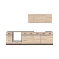 Conjunto de cocina Junona Line 300 cm roble sonoma con encimera