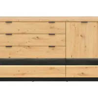 Cómoda Ostia 161 cm con puertas y 4 cajones roble artisan/roble negro