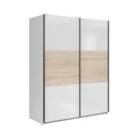 Armario de puertas correderas Tetrix 153 cm blanco brillo/roble sonoma