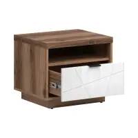 Mesita de noche Forn 50 cm con cajón roble delano oscuro/blanco brillo